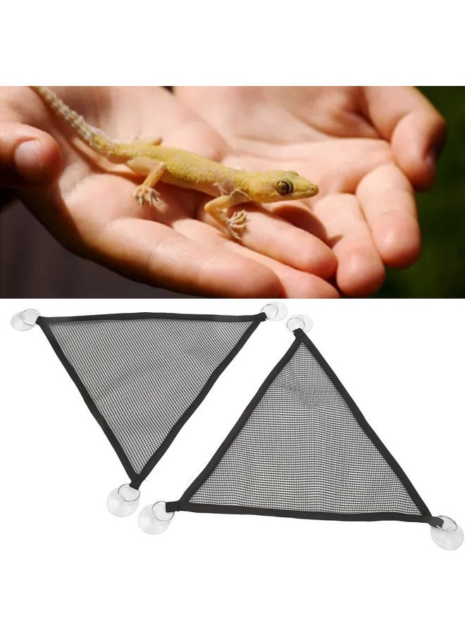 Zerodis - Reptile Hammocks, 2pcs Triangular Bearded Dragon Hammock Soft Breathable Hanging Hammock Net with Suction Cup for Large & Small Geckos, or Lizards(M) - Image 1