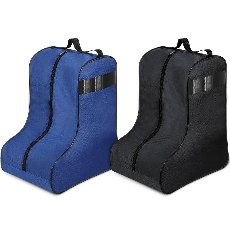 Clysee 2 Pcs Boot Bags for Cowboy Boots Portable Storage Bag for Travel Long Tube Shoes Bags Men Tall Shoe with Handle for Home Travel Dark Blue and Black - Image 2