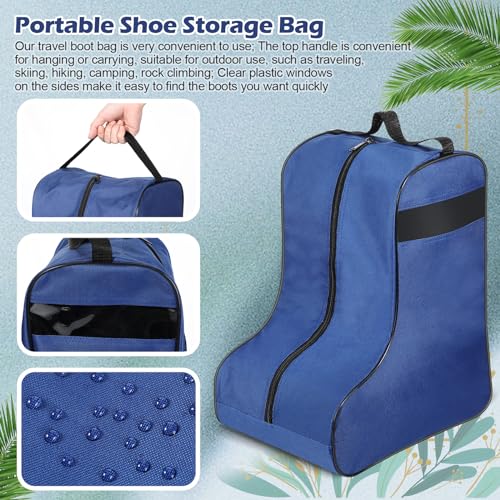 Clysee 2 Pcs Boot Bags for Cowboy Boots Portable Storage Bag for Travel Long Tube Shoes Bags Men Tall Shoe with Handle for Home Travel Dark Blue and Black - Image 3