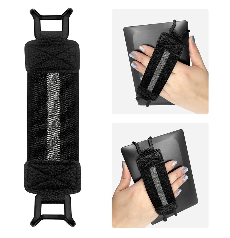 Security Comfortable Hand-Strap for 6-8" Kindle eReaders Fire Tablet, Kindle/Kobo/Voyaga/Lenovo/Sony E-Book Tablet, High-Elasticity Versatile Hand Strap Lightweight Finger Grip Holder  Black and silver - Image 1