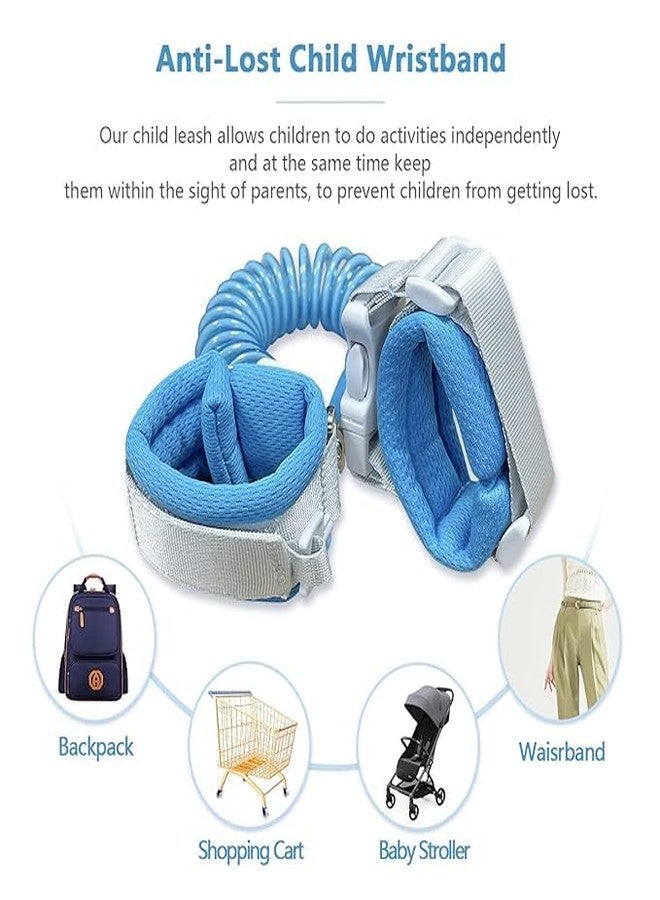 VRT Kids Anti-Lost Wrist Link with Lock - Child Safety Wrist Band for Toddlers & Children (1-10 Years) - Reflective, Adjustable, Soft Padded Strap (Blue) - Image 3