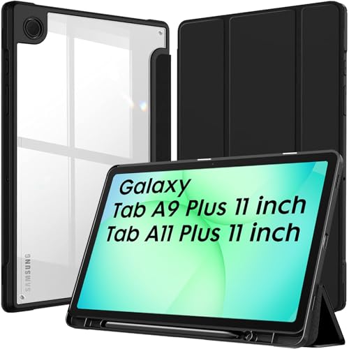 Robustrion Cover for Samsung Galaxy Tab A11 Plus/Tab A9 Plus Cover Case 11 inch, Hybrid Cover Case for Samsung Tab A11+ / A9+ Tablet Cover with Transparent Back - Black - Image 1