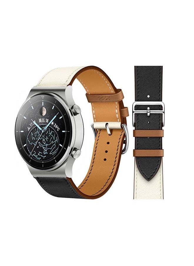 NIBEMINENT - Replacement Band For Huawei Watch GT2 Pro Noir/Blanc/Gold Swift - White Black - Image 1