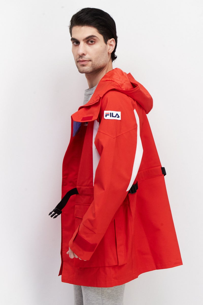 FILA جاكيت رياضي للرجال بأكمام طويلة مناسب للخارج، مجموعة حمراء - Image 2