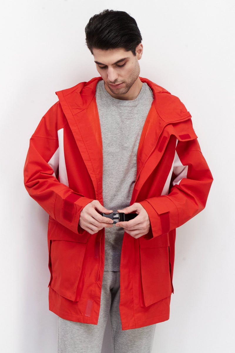 FILA جاكيت رياضي للرجال بأكمام طويلة مناسب للخارج، مجموعة حمراء - Image 1