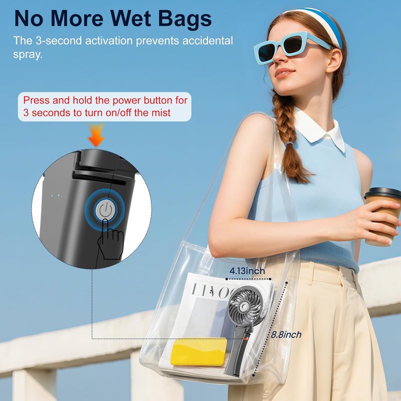 HandFan Mist Fan Portable, Battery Operated Personal Fan, USB Rechargeable Fan, Foldable with Color Nightlight, Water Mist Device, Outdoor Cooling Fan - Image 5