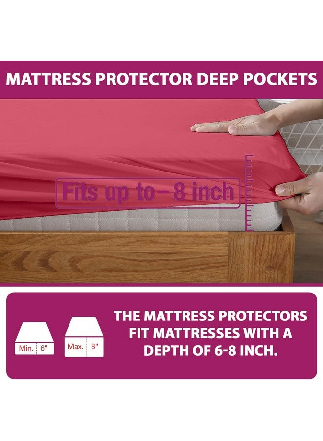 Trance Home Linen Trance Home Linen® Premium 220 GSM+ 78" x 78" Cotton Terry Waterproof Mattress Protector | Elasticated Fitted Style Non-Toxic Bed Protector | Mattresses Cover (78x78 inch | 6.5x6.5 feet_ Coral)  - Image 5