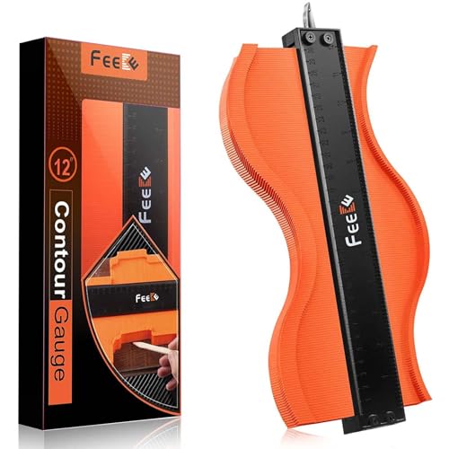 Feeke Contour Gauge (12 Inch) with Lock Profile Tool, Christmas Gifts for Men Dad Husband Him Super Contour Duplicator Men Gifts Woodworking Tools Carpenter Tools Construction Outline Angle Measuring Tool - Image 1
