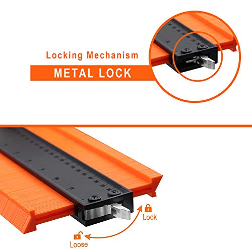 Feeke Contour Gauge (12 Inch) with Lock Profile Tool, Christmas Gifts for Men Dad Husband Him Super Contour Duplicator Men Gifts Woodworking Tools Carpenter Tools Construction Outline Angle Measuring Tool - Image 3