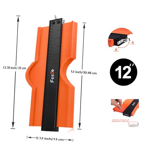 Feeke Contour Gauge (12 Inch) with Lock Profile Tool, Christmas Gifts for Men Dad Husband Him Super Contour Duplicator Men Gifts Woodworking Tools Carpenter Tools Construction Outline Angle Measuring Tool - Image 5