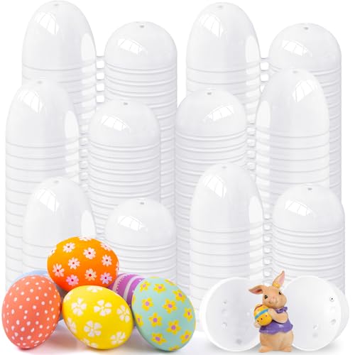 Baaxxango 100 Pieces Empty Easter Eggs,Blank White Plastic Eggs,Fillable Empty DIY Easter Eggs Bulk for Filling Easter Candy,Easter Theme Party Favor,Easter Basket Stuffers Fillers - Image 1
