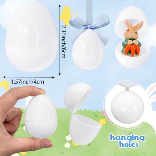 Baaxxango 100 Pieces Empty Easter Eggs,Blank White Plastic Eggs,Fillable Empty DIY Easter Eggs Bulk for Filling Easter Candy,Easter Theme Party Favor,Easter Basket Stuffers Fillers - Image 2