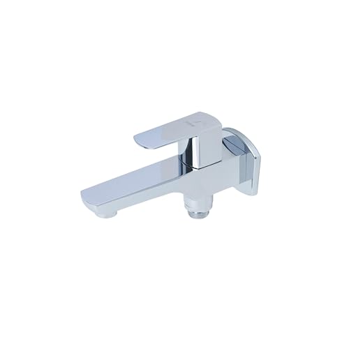 JAQUAR KUBIX Prime Series Wall Mounted WC Area Two Way BIB Cock (Chrome) | Top Lever, Bottom Second Outlet, Brass Body | Bib Cocke/Cocktap for Bathroom, 1/2 inch | KUP-CHR-35041Pm - Image 1