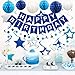 meowtastic Birthday Decorations Happy Birthday Banner with Honeycomb Balls Stars Hanging Swirl Streamers Circle Dots Garland Happy Birthday Party Decorations for Women Men Boys Girls Blue - Image 2