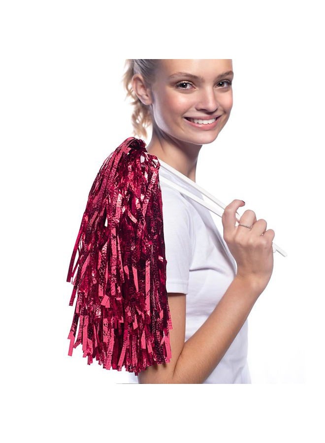 Anderson's Maroon Metallic Textured Cheerleading Pom Pom Set, Set of 10, Foil Cheer Pom Poms, Cheering Squad, Team Spirit, Fan Gear, Keepsakes - Image 2