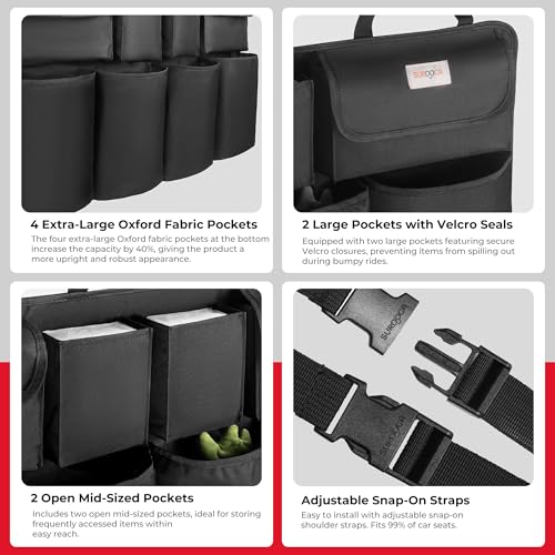 SURDOCA Car Trunk Organizer, LARGE CAPACITY(43 x 19 in) Car Storage Bag with 8 Pockets, 7X Upgraded Trunk Storage Organizer for Car, SUV, Truck, MPV - Image 5