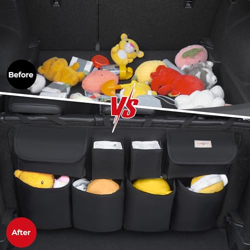 SURDOCA Car Trunk Organizer, LARGE CAPACITY(43 x 19 in) Car Storage Bag with 8 Pockets, 7X Upgraded Trunk Storage Organizer for Car, SUV, Truck, MPV - Image 4