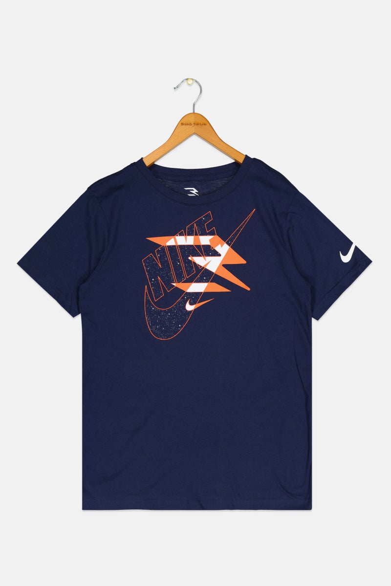 Nike تي شيرت رياضي للأطفال الأولاد مناسب للخارج، أزرق داكن - Image 1