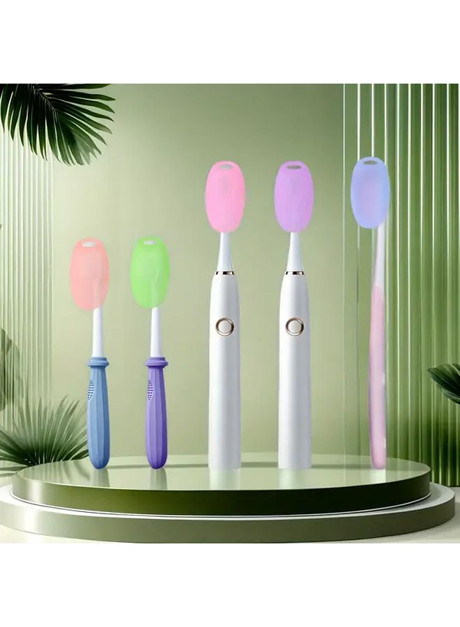 Light Pink Toothbrush Head Covers Dust Proof Travel Caps Protective Storage Case - Image 1