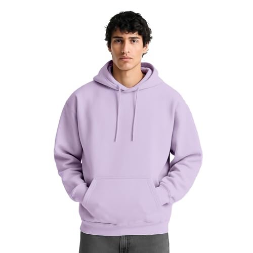 NOBERO Men's Cotton Blend Neck Hooded Oversized Fit Sweatshirt (1M-TWHO-R0041_Digital Lavender, X_Large) - Image 1