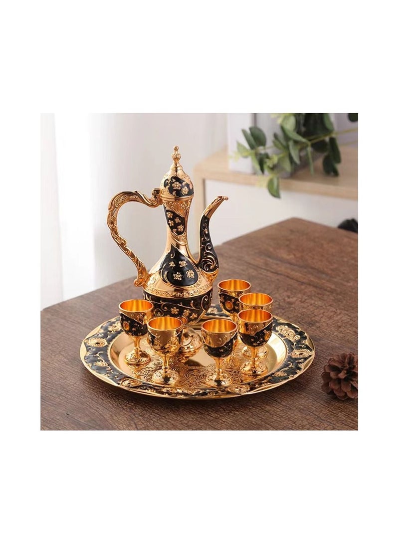 8-Pieces/Set Metal Retro Luxury European Style Coffee Kits,Vintage Turkish Coffee Pot Set,Tray/Teapot/Cup Household Tea Set - Image 1