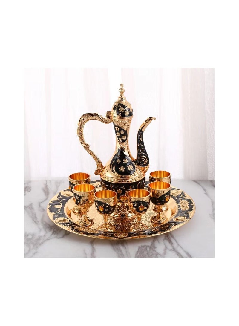 8-Pieces/Set Metal Retro Luxury European Style Coffee Kits,Vintage Turkish Coffee Pot Set,Tray/Teapot/Cup Household Tea Set - Image 2