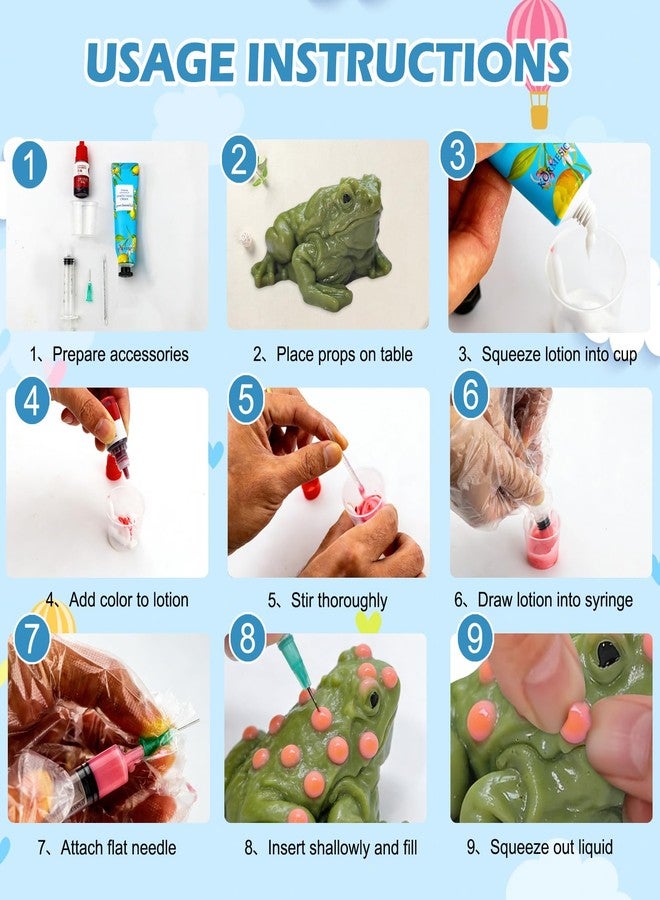 CIYOJA Refillable Pimple Popping Toy Squishy Toys - Stress Relief Squeeze Toy, Reusable Silicone Pimple Popper Fidget Toy with Colorful Filling Gel, DIY Burst Sensory Fun (1 Pack Green Frog Shape) - Image 3