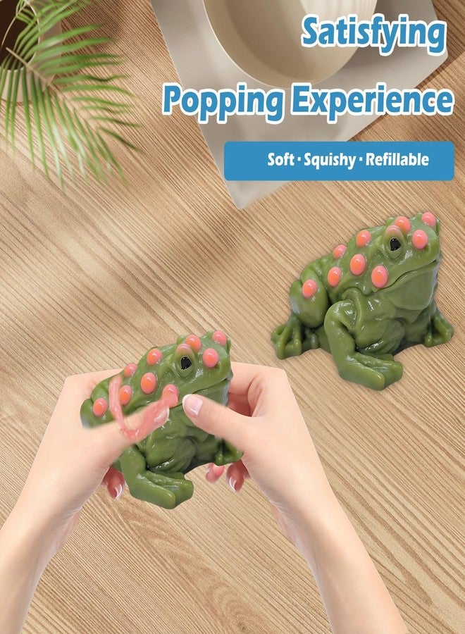 CIYOJA Refillable Pimple Popping Toy Squishy Toys - Stress Relief Squeeze Toy, Reusable Silicone Pimple Popper Fidget Toy with Colorful Filling Gel, DIY Burst Sensory Fun (1 Pack Green Frog Shape) - Image 2