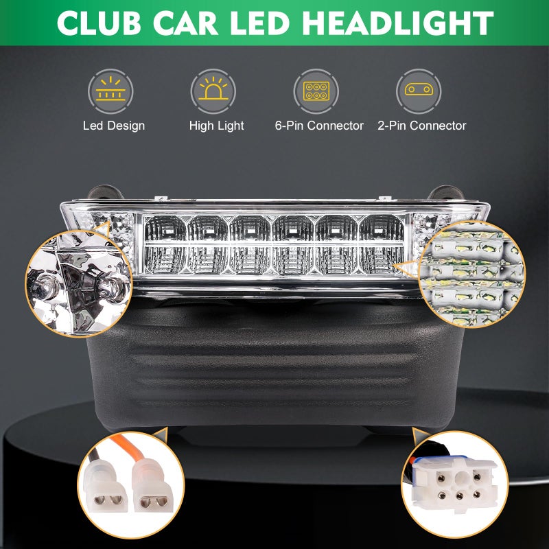Drive-up Golf Cart LED Light Kit for Club Car Precedent 2004-2008.5 Electric Models, Replaces 12V Club Car LED Headlight and Taillight Assembly OEM 102524801, 1025290-01 - Image 3