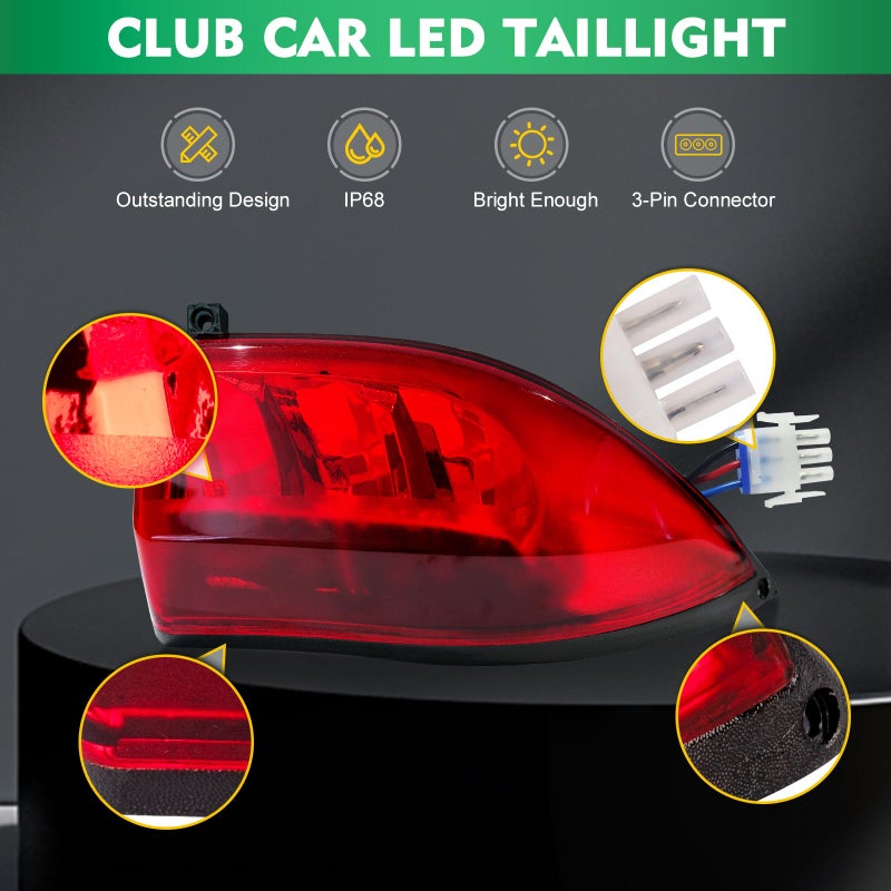 Drive-up Golf Cart LED Light Kit for Club Car Precedent 2004-2008.5 Electric Models, Replaces 12V Club Car LED Headlight and Taillight Assembly OEM 102524801, 1025290-01 - Image 4