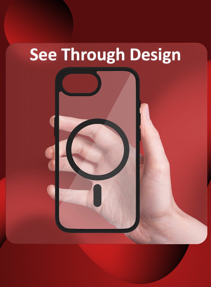 CATANES iPhone 16E 2Packs Case Cover Ultra Durable MagSafe Shockproof Slim and Scratch Resistant Premium MagSafe Case with 3D Screen Protector - Clear/Black - Image 1