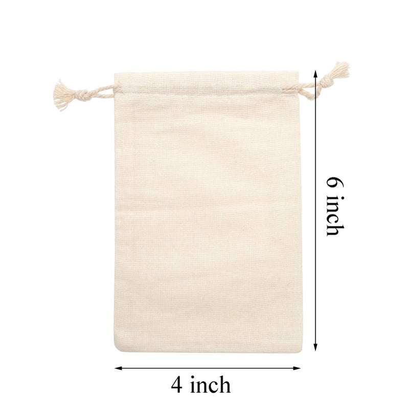Tendwarm 50 Pieces 4X6 Inches Cotton Drawstring Bags Reusable Muslin Sachet Bag For Party Wedding Storage Home Supplies - Image 4
