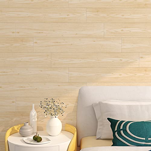 FunStick 6"x36" Peel and Stick Wood Planks for Walls Floor Beige Maple Wood Vinyl Flooring Peel and Stick Floor Tile Waterproof Vinyl Plank Flooring for Bathroom Kitchen RV Sticky Floor Tiles 5 Pcs - Image 3
