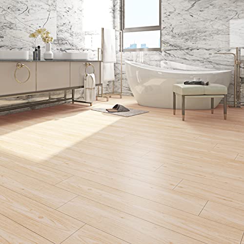 FunStick 6"x36" Peel and Stick Wood Planks for Walls Floor Beige Maple Wood Vinyl Flooring Peel and Stick Floor Tile Waterproof Vinyl Plank Flooring for Bathroom Kitchen RV Sticky Floor Tiles 5 Pcs - Image 2
