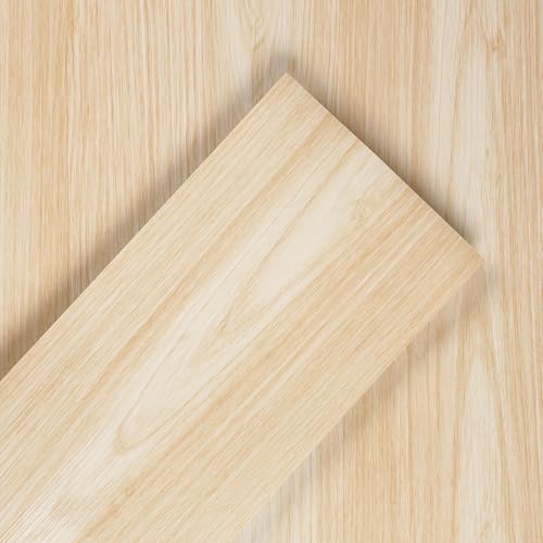 FunStick 6"x36" Peel and Stick Wood Planks for Walls Floor Beige Maple Wood Vinyl Flooring Peel and Stick Floor Tile Waterproof Vinyl Plank Flooring for Bathroom Kitchen RV Sticky Floor Tiles 5 Pcs - Image 1
