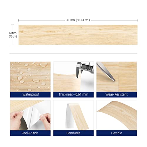 FunStick 6"x36" Peel and Stick Wood Planks for Walls Floor Beige Maple Wood Vinyl Flooring Peel and Stick Floor Tile Waterproof Vinyl Plank Flooring for Bathroom Kitchen RV Sticky Floor Tiles 5 Pcs - Image 4