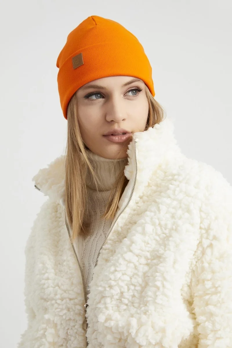 Butikgiz Women's Young Girl's Orange Hat Beanie - Sport, Comfortable, 100% Cotton, Handmade, with Domestic Production Quality