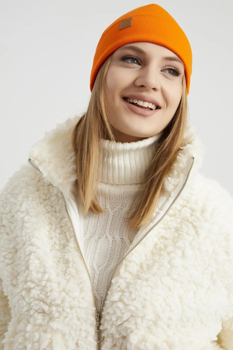 Butikgiz Women's Young Girl's Orange Hat Beanie - Sport, Comfortable, 100% Cotton, Handmade, with Domestic Production Quality