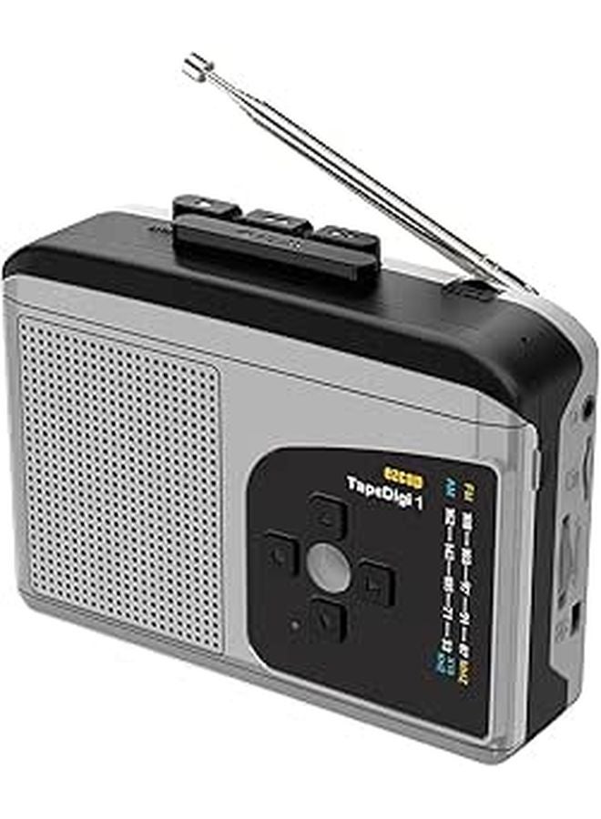 EZCAP234 Portable Cassette Recorder USB Tape to MP3 Player Music Converter AM FM Radio Black Gray - Image 1
