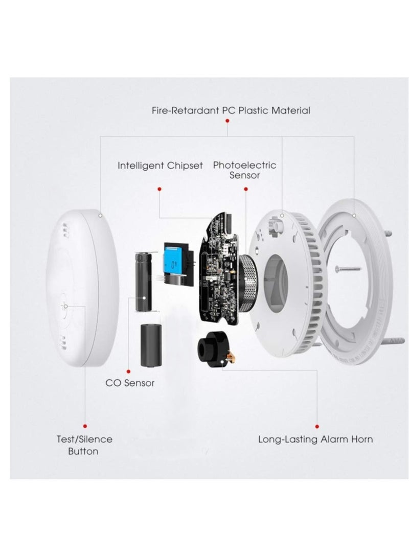 Captaintech Combination gas and Carbon Monoxide Detector Alarm, Beeps Warning gas and CO Alarms for Basements Travel Home Office House Bedroom Living Room Car, Battery Operated, Comply with UL 217/2034,2 Pcs - Image 4
