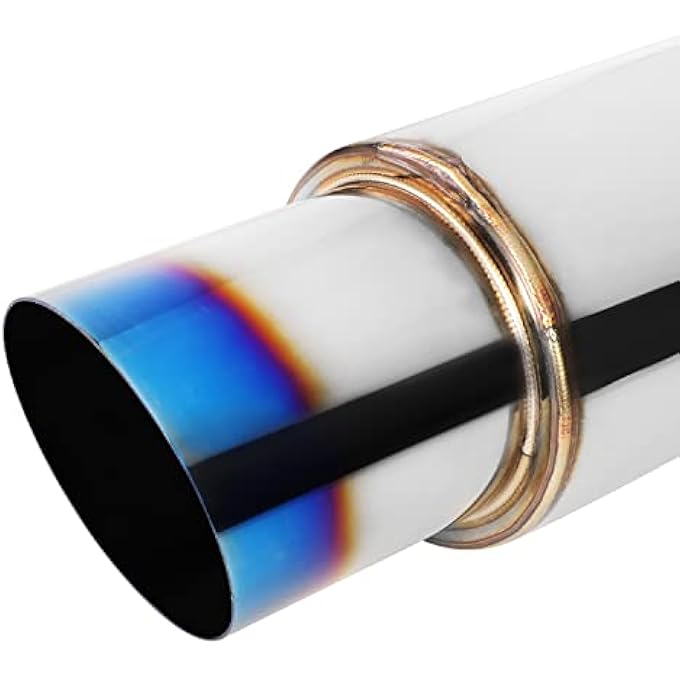 rayihni DNA MOTORING EXAMF003T1 Stainless Steel Straight Through Exhaust Muffler Diagonal Cut Universal 4 Outlet 25 Inlet - Image 3