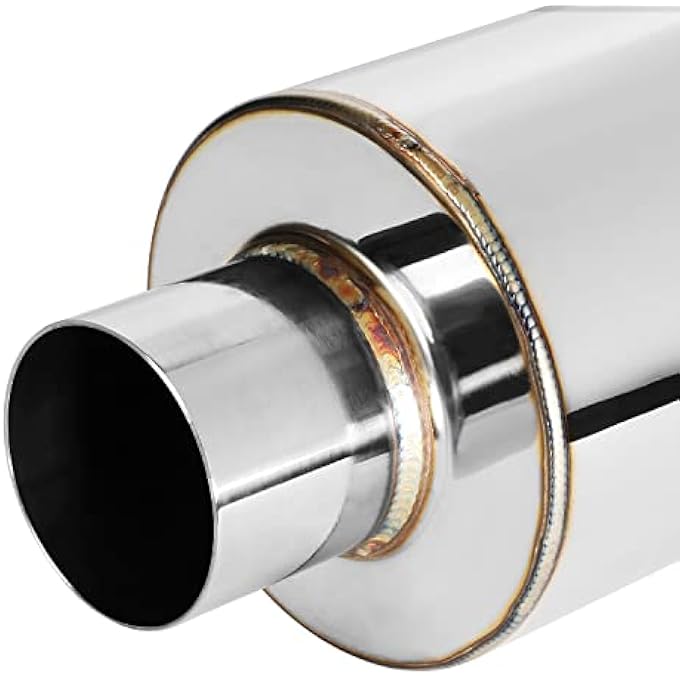 rayihni DNA MOTORING EXAMF003T1 Stainless Steel Straight Through Exhaust Muffler Diagonal Cut Universal 4 Outlet 25 Inlet - Image 5