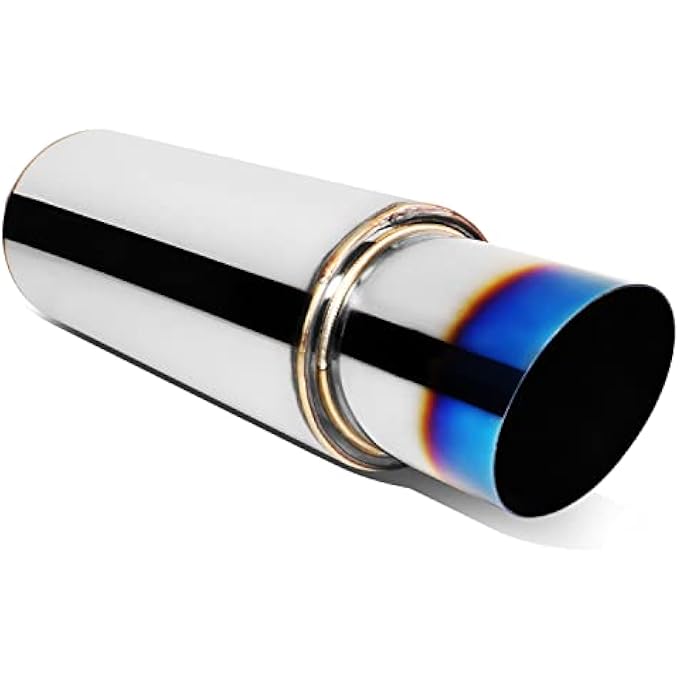 rayihni DNA MOTORING EXAMF003T1 Stainless Steel Straight Through Exhaust Muffler Diagonal Cut Universal 4 Outlet 25 Inlet - Image 1