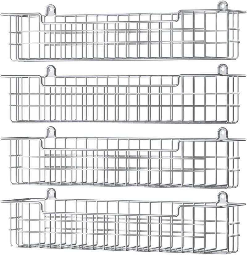 GUUKAR Spice Rack Wall Mount, 4-Pack Seasoning Organizer for Kitchen Storage Organization, Spice Holder Shelf Saving Space for Cabinet, RV, Pantry, Silver - Image 1