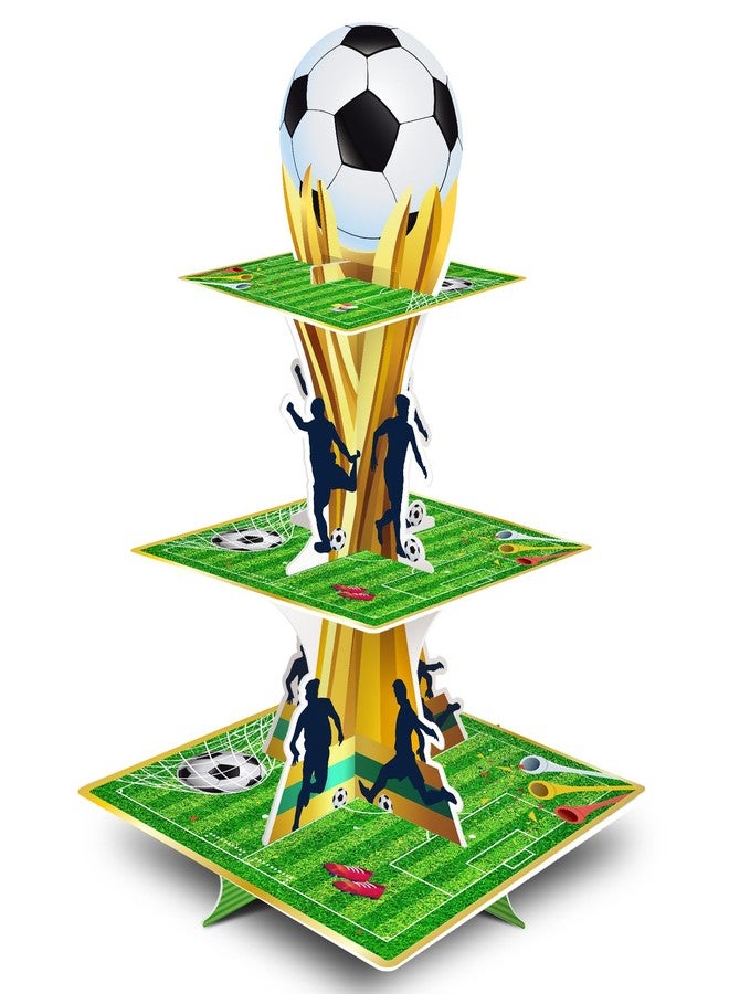 KALEFO Soccer Party Supplies 3 Tier Cupcake Stand Football Birthday Decorations Sports Theme for Teenagers - Image 1