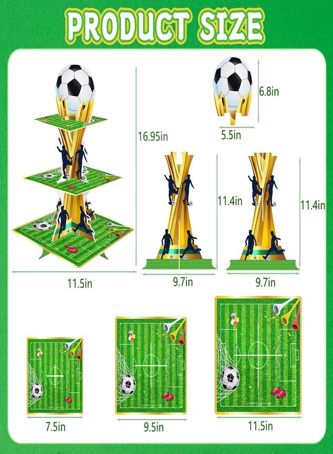 KALEFO Soccer Party Supplies 3 Tier Cupcake Stand Football Birthday Decorations Sports Theme for Teenagers - Image 2