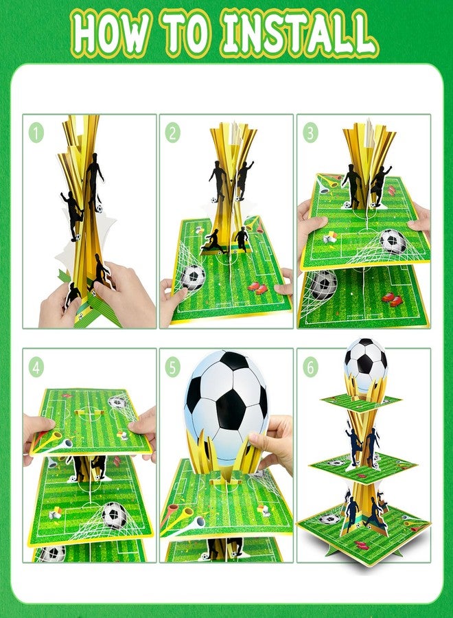 KALEFO Soccer Party Supplies 3 Tier Cupcake Stand Football Birthday Decorations Sports Theme for Teenagers - Image 4
