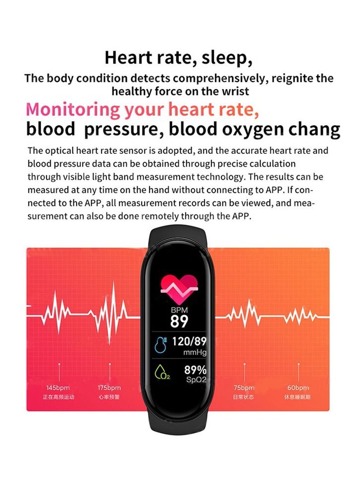 GELESE New smart bracelet M9 heart rate pressure bluetooth step meter music weather sleep monitoring smart sports bracelet blue - Image 3