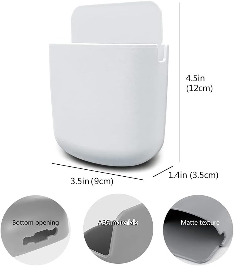 Sounce 8 Piece Wall Mounted Storage Box Remote Indoor Storage Organizer Case for Air Conditioner & TV Remote Mobile Phone Plug Holder Stand Rack Phone Charger Plug Holder (Pack of 8)- White & Grey - Image 3