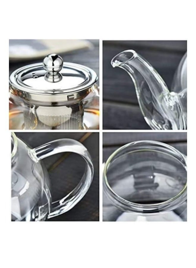 DESSINI - Dessini 1000ml Glass Heat Resistant Teapot , Borosilicate Tea Kettle with Removable Infuser Strainer for Microwavable and Stovetop KD520 - Image 1